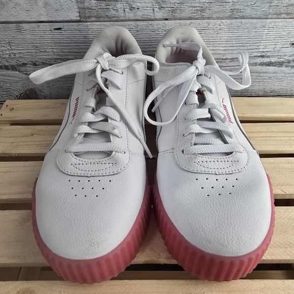 PUMA Carina Crystal Pink White Leather Sneakers 373776-02 Size Womens 8.5 - Picture 3 of 10